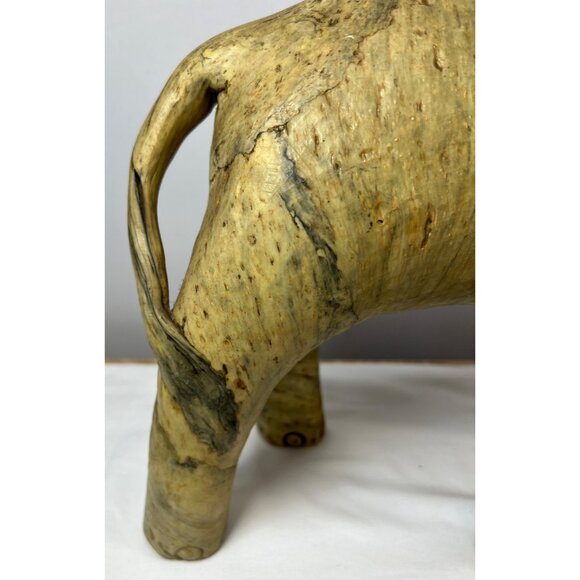 Hand-Carved Crushed Oyster Shell Elephant Figurine, Large - Picture 2 of 15